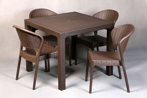 بازار فروش میز و صندلی پلاستیکی طرح چوب